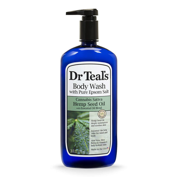 Dr Teal's Body Wash with Pure Epsom Salt, Cannabis Sativa Hemp Seed Oil 710ml