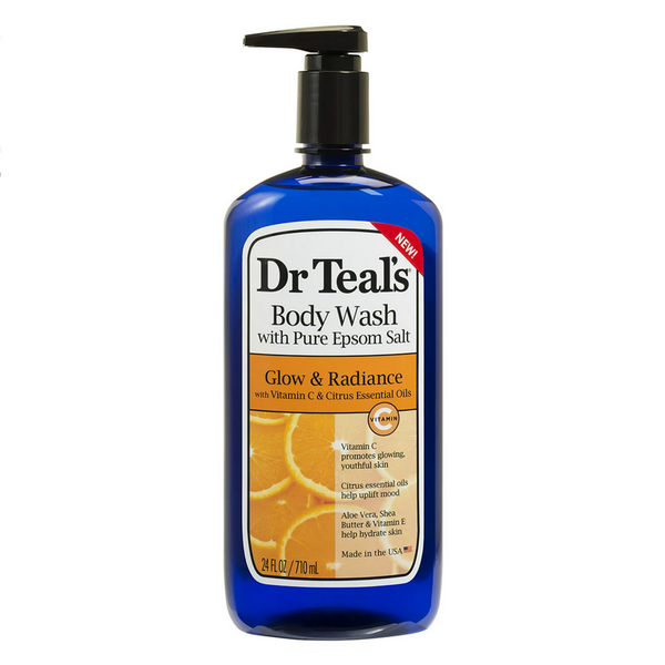 Dr Teal's Body Wash with Pure Epsom Salt Glow & Radiance with Vitamin C & Citrus Essential Oils 710ml